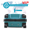 VIP Unisex Quad Hard Shell Spinner Wheels Luggage, ICE BLUE,21x38x 55-S