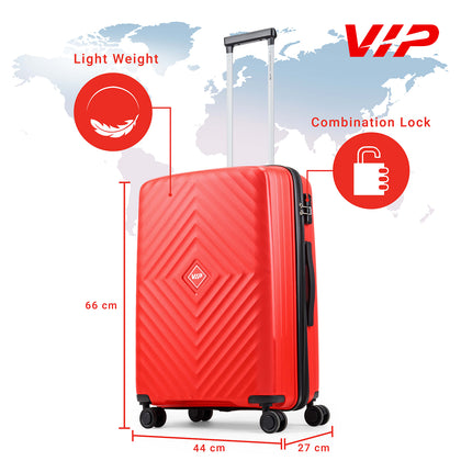 VIP Unisex Quad Hard Shell Spinner Wheels Luggage, Red, Medium 44.5 x 52 x 66 cm…