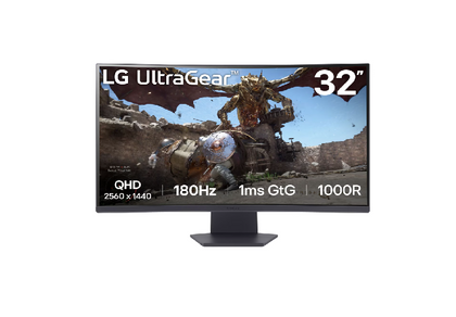 LG (32GS60QC-B) 32” UltraGear™ 1000R curved gaming monitor | QHD, 1ms (GtG), 180Hz