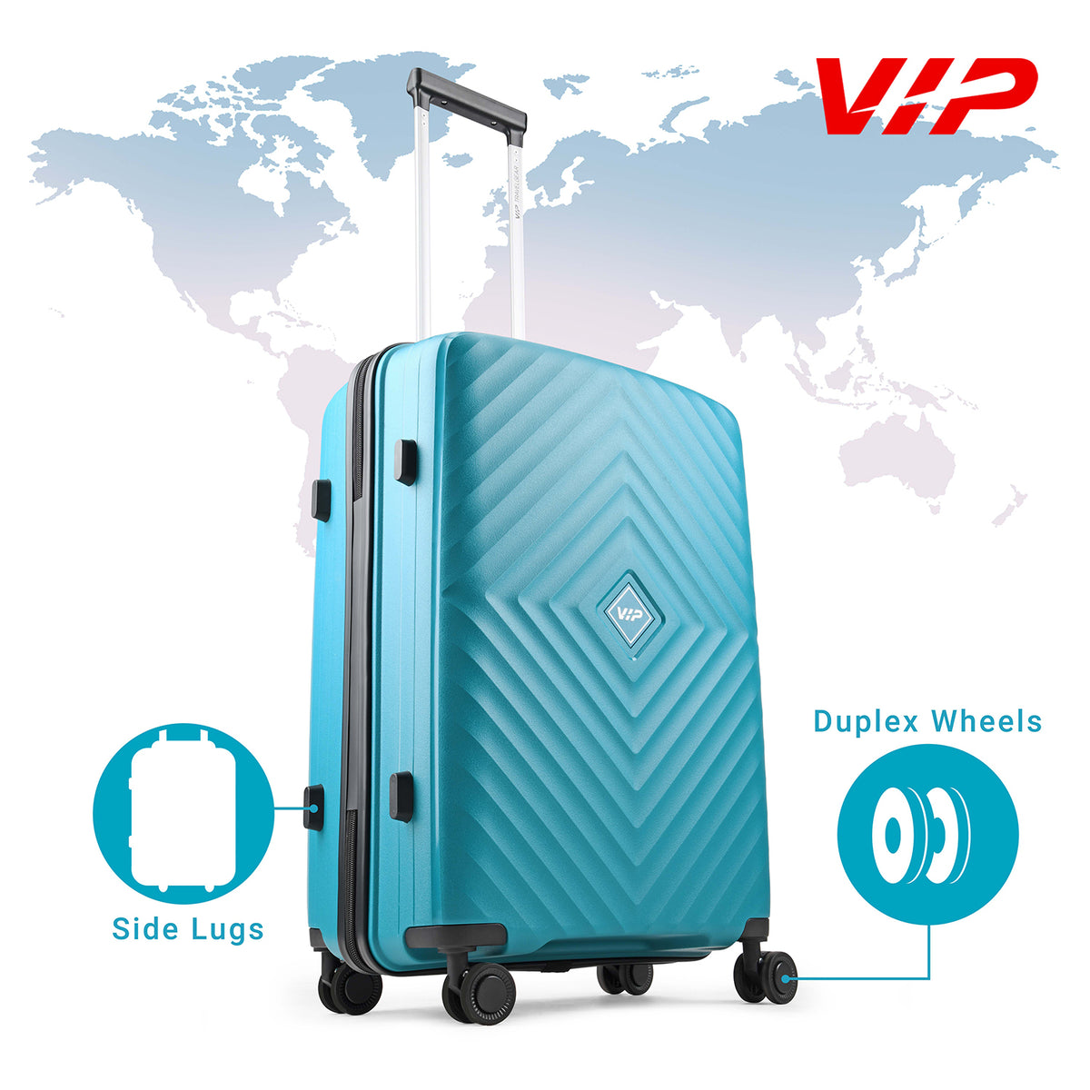 VIP QUAD 8W Spinner Luggage Set – 3PCS ICE BLUE | Hard Shell Trolley ...