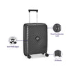 VIP Unisex Quad Hard Shell Spinner Wheels Luggage, BLACK,21x38x 55-S