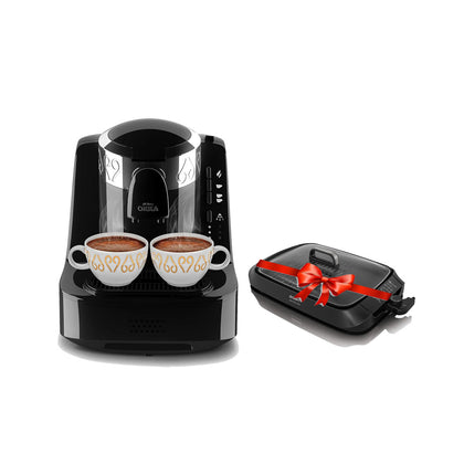 Arzum OKKA turkish coffee machine OK002 Black/Chrome+ARZUM AR2092 GRILETTO PRO ELECTRICAL GRILL Free Gift