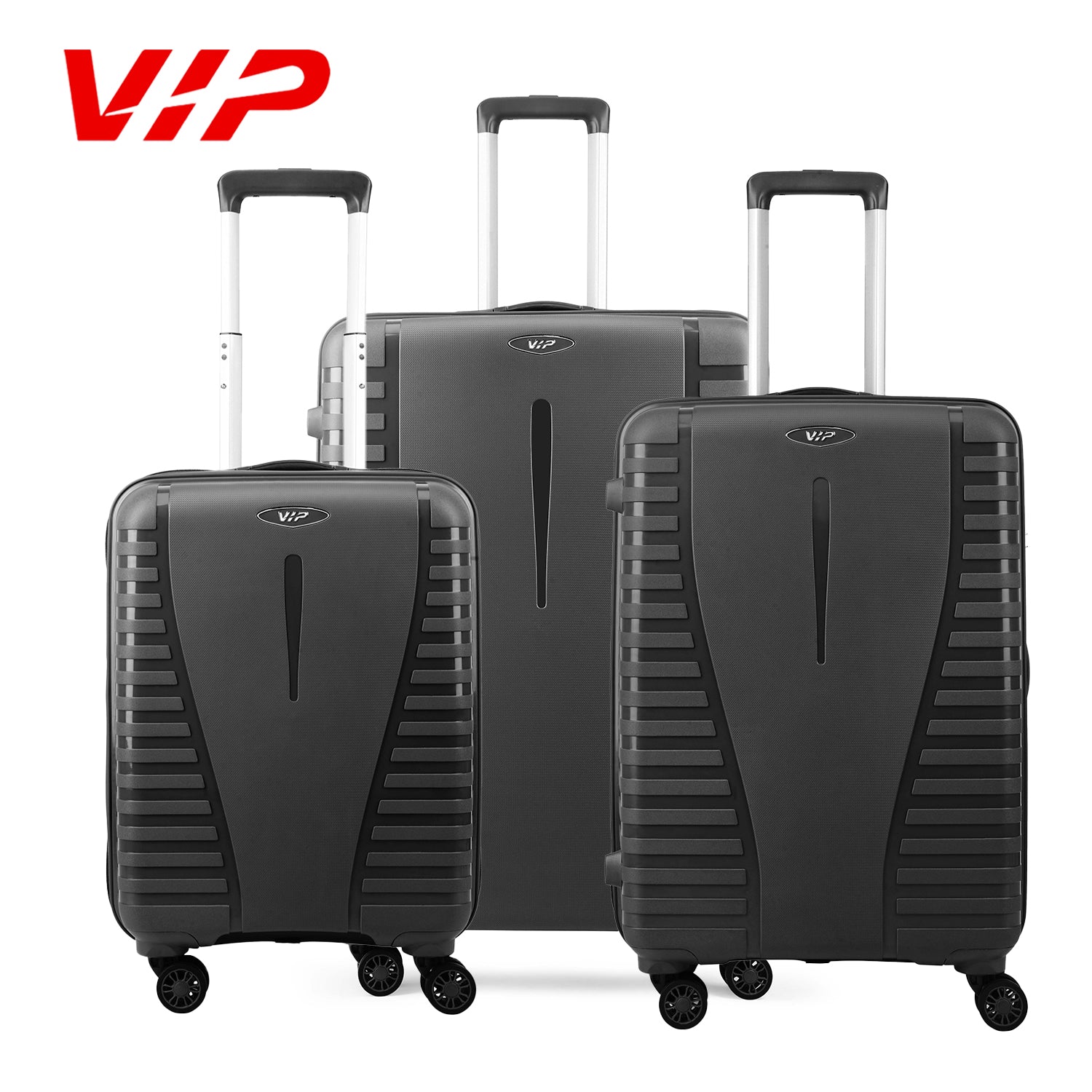 VIP QUEST PLUS 8 Wheel Hard Trolley Flushed TSA Lock BLACK 3PCS SET GrandStores Saudi Arabia