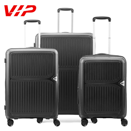 VIP Locus-Max 8 Wheel Hard Luggage TSA Lock Expandable (Cabin Size) (BLACK)-3PCS SET