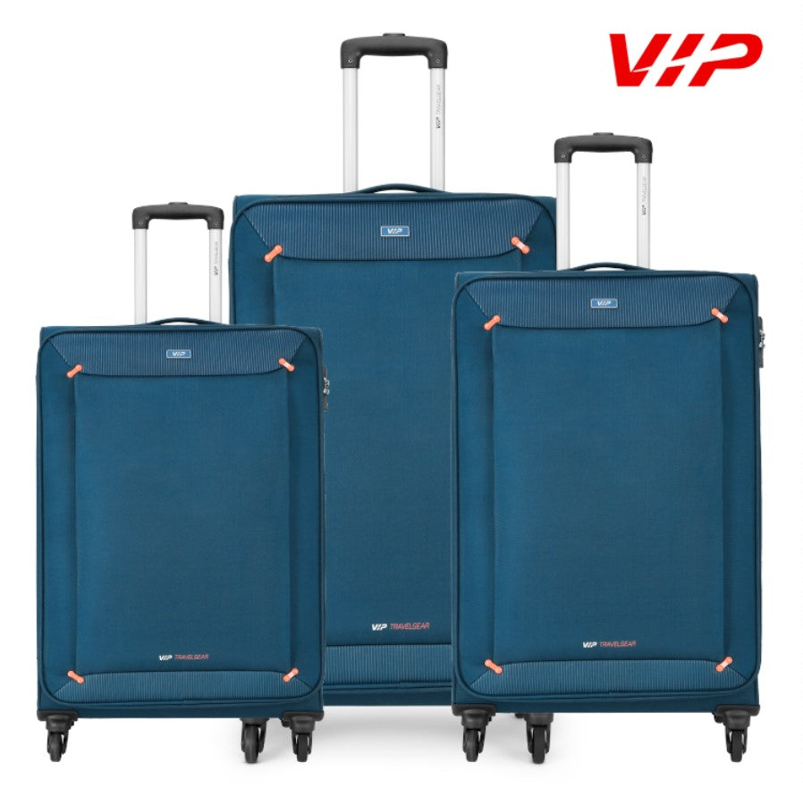 VIP Staple Plus 4W Soft Trolley Luggage 3PCS Set Blue