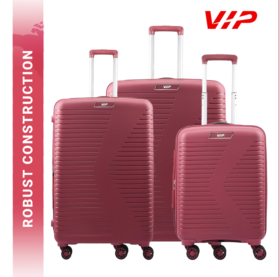 VIP Karl Plus Expandable 8 Wheel Hard Trolley Luggage Set of 3PCS Claret Red