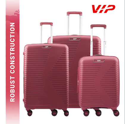 VIP Karl Plus Expandable 8 Wheel Hard Trolley Luggage Set of 3PCS (Claret Red)