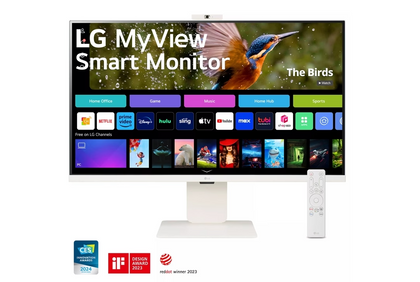 LG (32SR85U-W) MyView Smart Monitor 32-inch 4K UHD (3840x2160), IPS Display, webOS 23, USB Type-C 90W PD, Built-in FHD Webcam & Speaker, HDR 10, AirPlay 2, Screen Share, Bluetooth, White