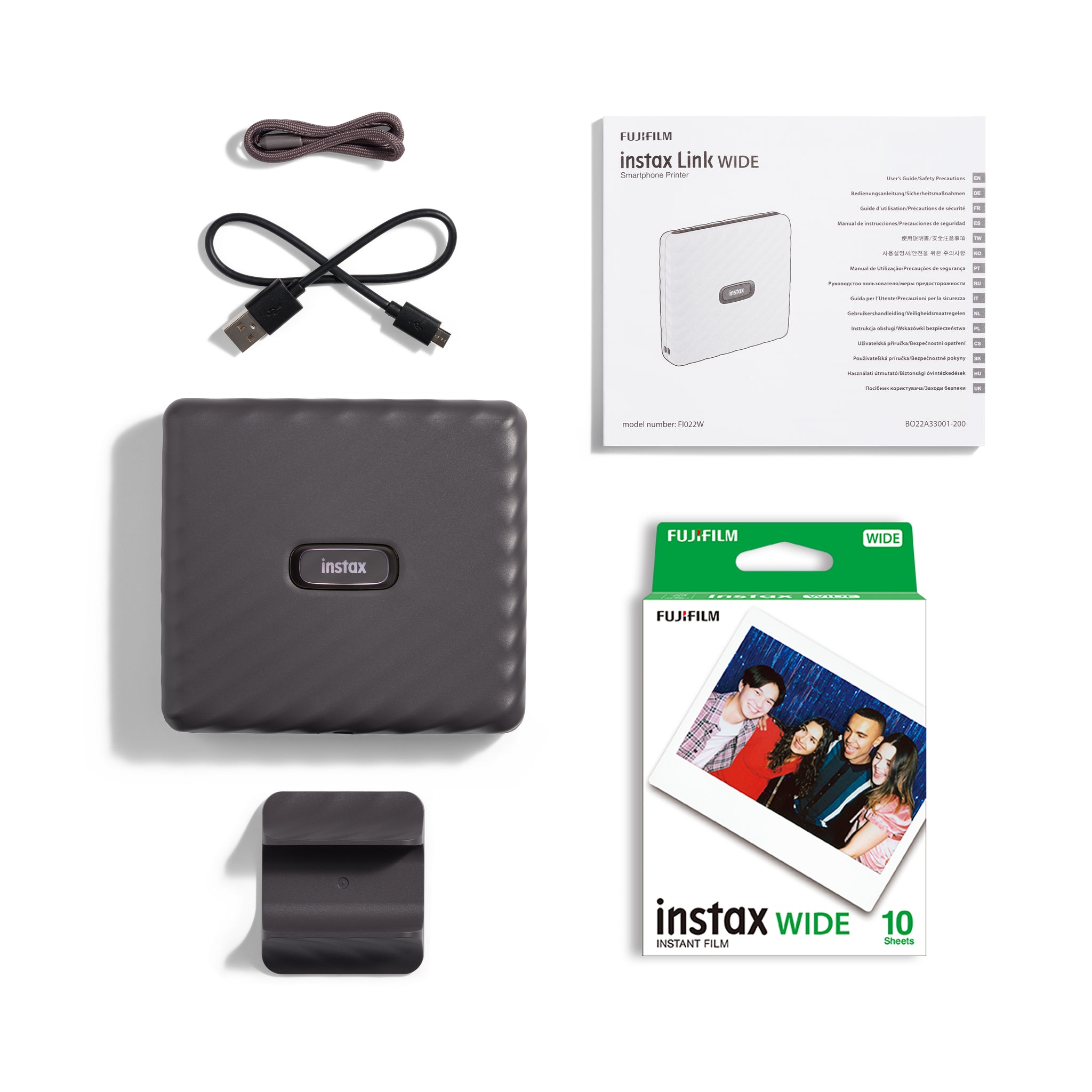 Instax Link Wide Smartphone Printer (Mocha Gray) + Film Pack