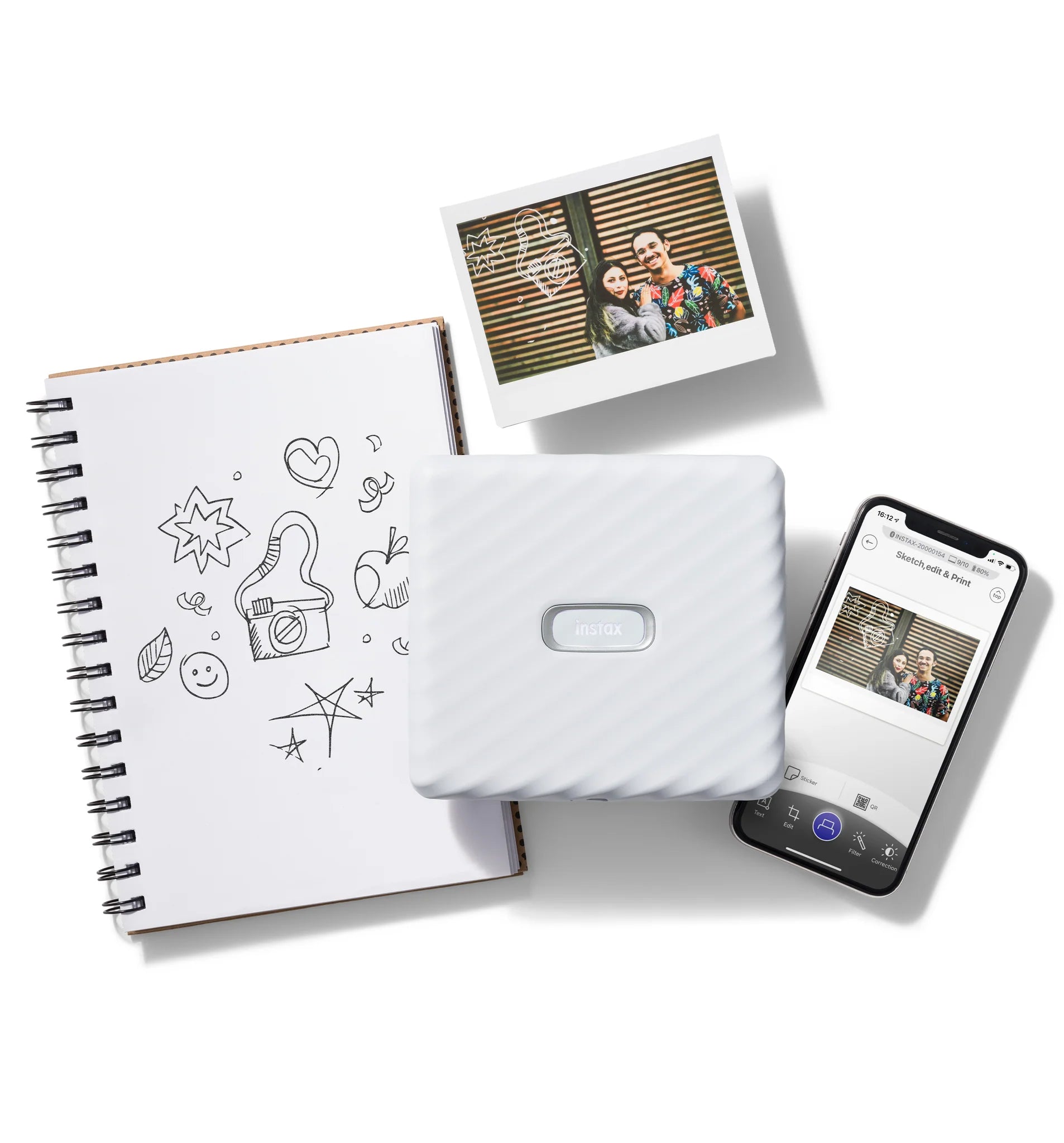 Instax Link Wide Smartphone Printer (White) + Film Pack