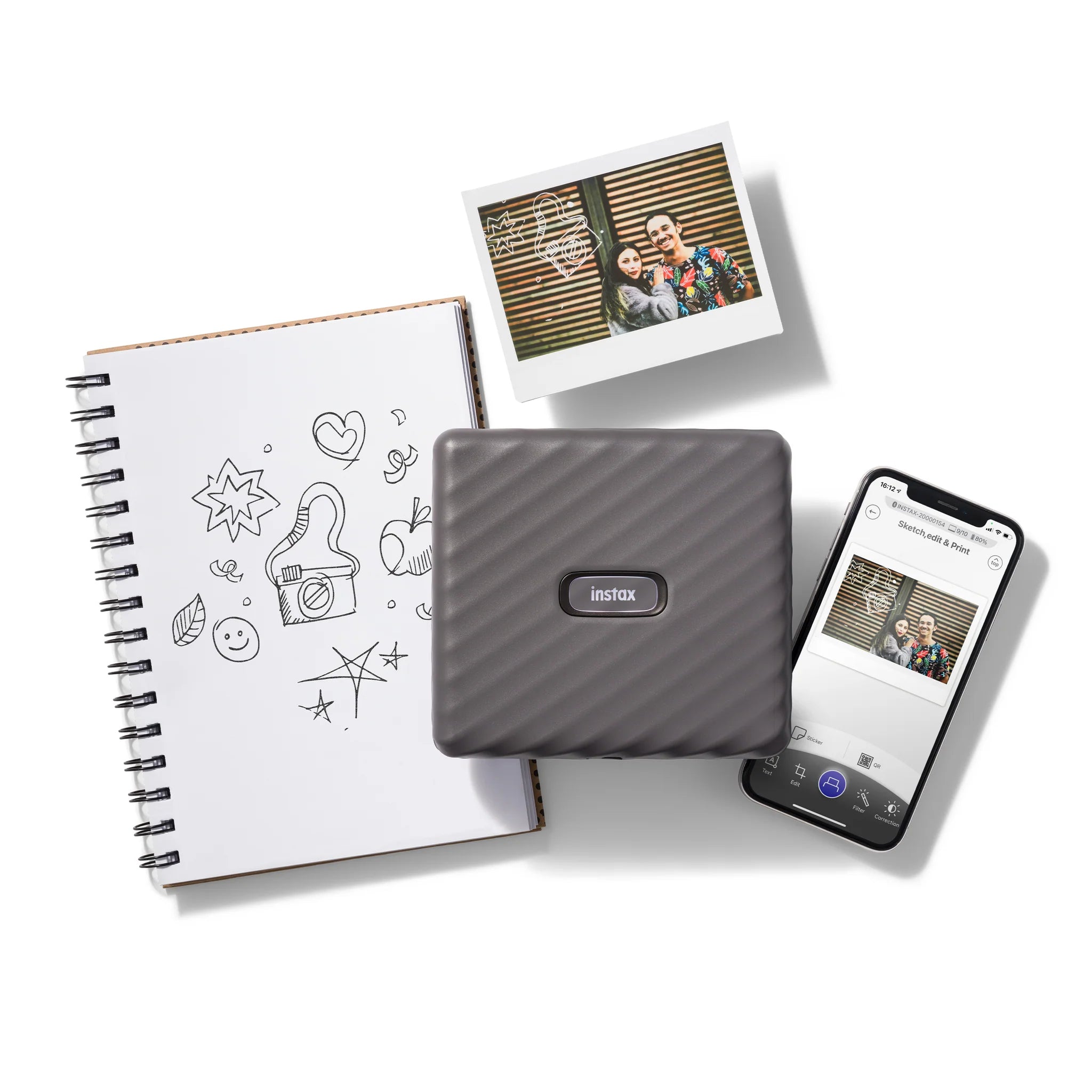 Instax Link Wide Smartphone Printer (Mocha Gray) + Film Pack