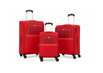 VIP EVOLVE PLUS 4Wheel, Soft Luggage , TSA, Expandable , Set of 3pcs (RED)