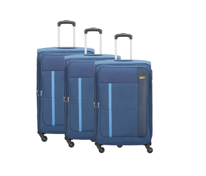 VIP TORONTO PLUS 4Wheel, Soft Luggage , TSA, Expandable , Set of 3pcs (Blue)