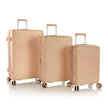 HEYS PASTEL 8Wheel,Hard Trolley ,TSA, Expandable, 3Pcs Set (WHITISH BROWN)