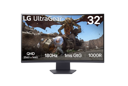 LG 32GS60QC-B UltraGear™ 1000R curved gaming monitor | QHD, 1ms (GtG), 180Hz