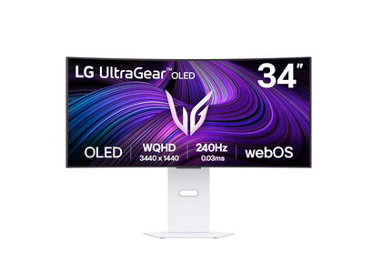 LG 34GX90SA-W UltraGear™ OLED WQHD 240Hz 0.03ms G-Sync Compatible 800R Curved Gaming Monitor with webOS