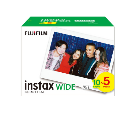 instax WIDE film 50 shot pack, White Border, suitable for all instax WIDE cameras and printers