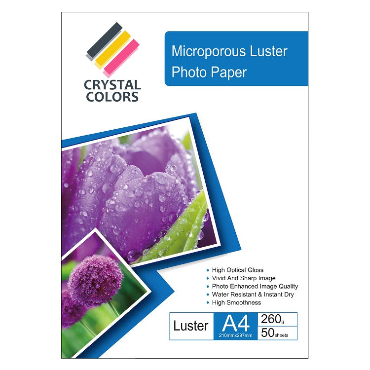 Crystal colors A4 (210x297mm) premium luster inkjet 260gsm 50sheets photo paper