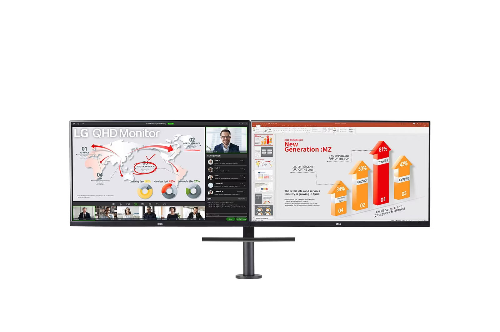 LG 27QP88D-BS 27'' QHD Monitor Ergo Dual with USB Type-C™ and Daisy Chain  QHD 2560 x 1440 75 Hz IPS Monitor