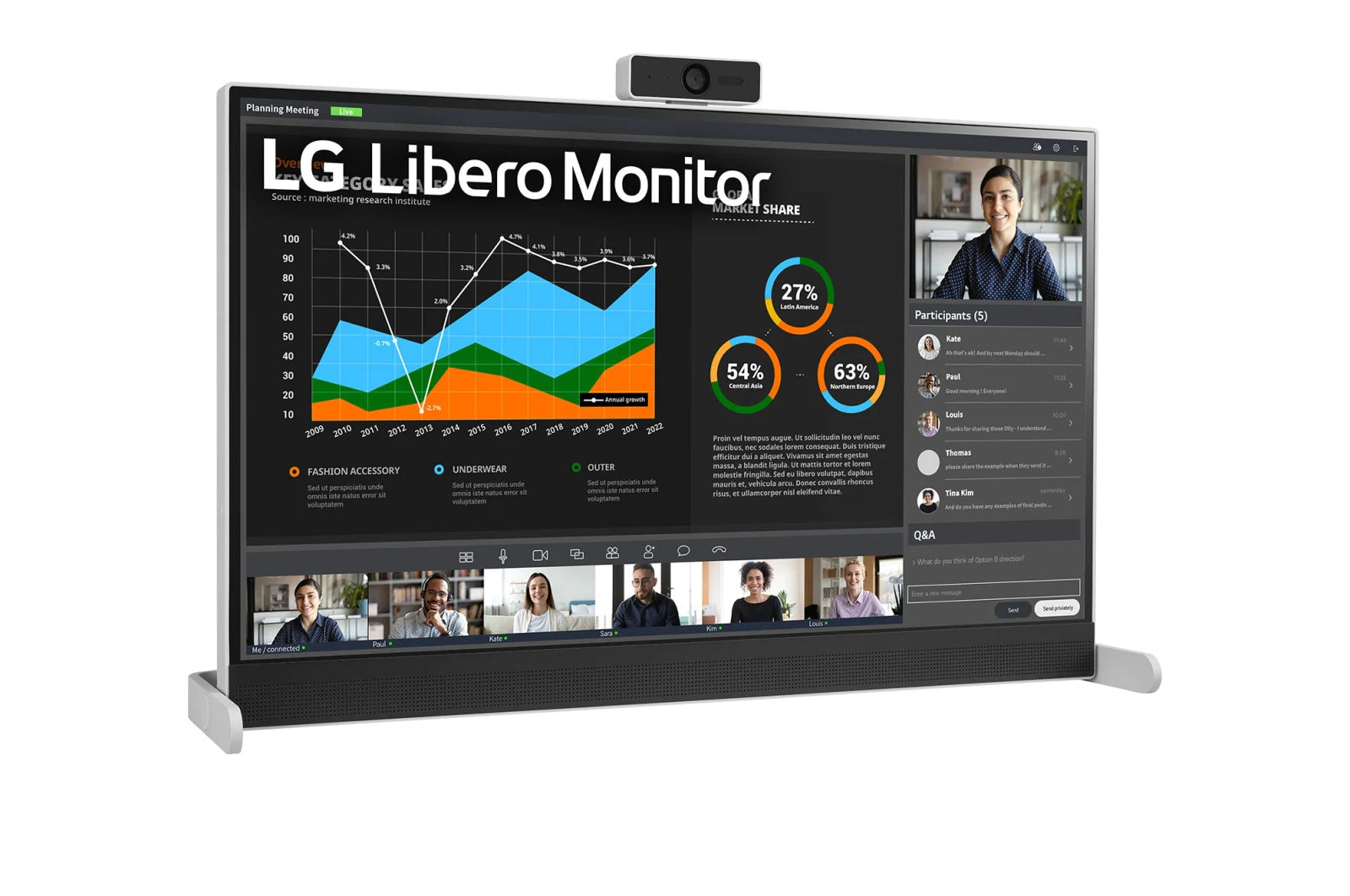 إل جي (27BQ70QC-S) شاشة 27'' بوصة Libero بدقة QHD‏ (2560×1440) مزودة بكاميرا ويب فل اتش دي عالية الدقة قابلة للفصل